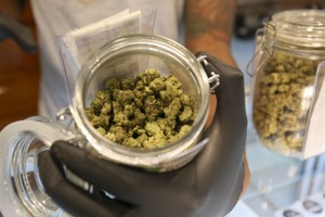Marijuana in glass jar